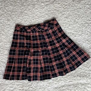Plaid A-Line Skirt in Red and Black